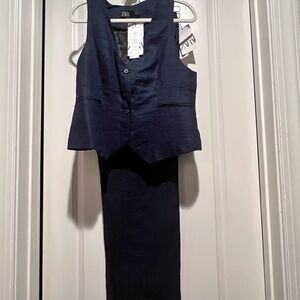 Zara Dark Blue Vest and Pant Ensemble